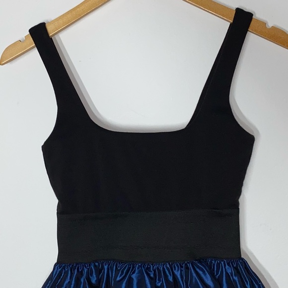 S Necessary Objects Elastic Waist Metallic Satin Peplum Mini Colorblock Dress - Picture 3 of 10